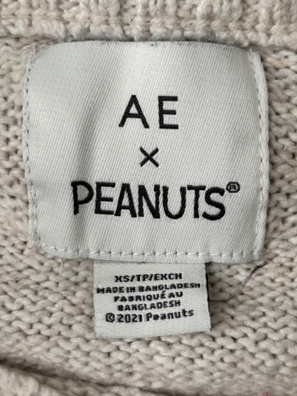 American Eagle X Womens Snoopy Peanuts Striped Knit Sweater Graphic Pullover XS - Picture 3 of 8